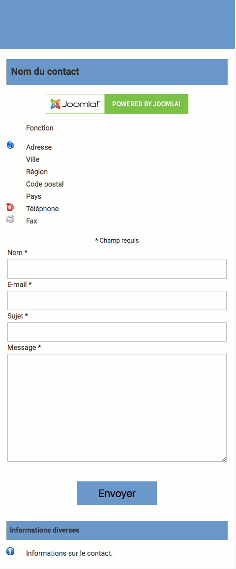Fiche de contact Joomla! dans wbAmp