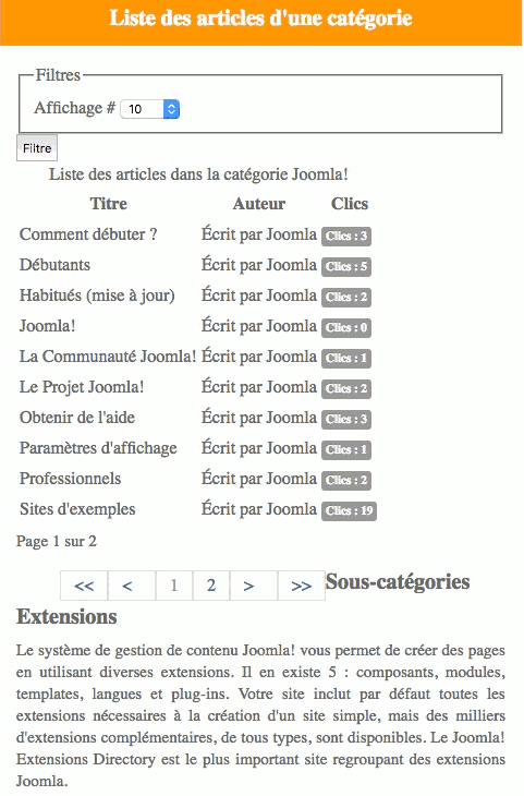 Surcharge de la liste des articles dans le plugin JAmp