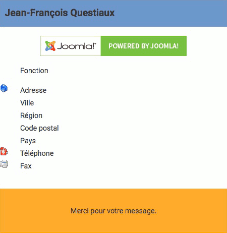 Message du formulaire de contact Joomla! dans wbAmp