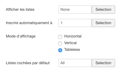 Paramètres du module Acymailing