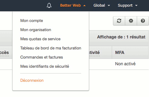 Déconnexion AWS