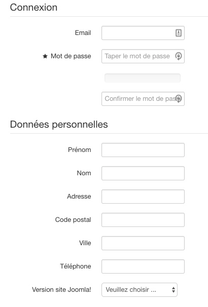 Formulaire d'inscription Joomla! personnalisé avec Fabrik