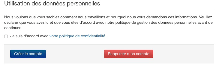 Suppression du compte de l'utilisateur Joomla!