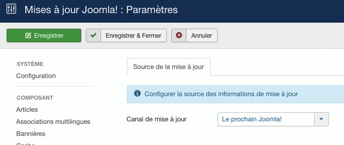 Canal mise à jour Joomla!