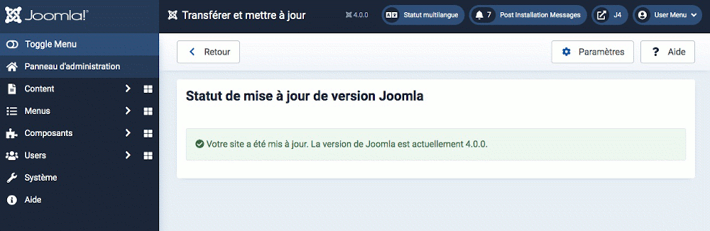 Interface Joomla! 4