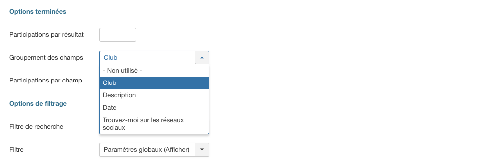 Options de concours NorrCompetition terminé