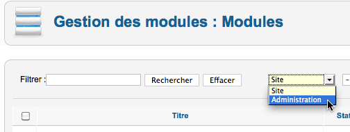 Filtrer les modules Joomla!